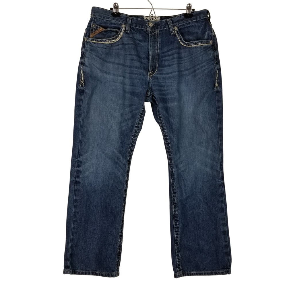 Ariat M5 Straight Leg Jeans Mens 38x30 Blue Denim Medium Wash Heavy Stitch